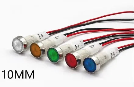 10mm stainless steel edge plastic indicator light with wire in blue colour option